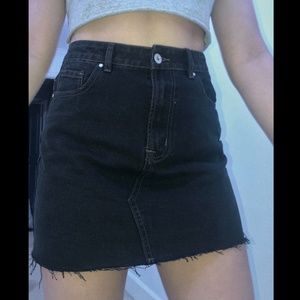 cotton on black denim skirt